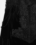Punk Rave Womens Long Gothic Velvet & Lace Beaded & Embroidered Maxi Dress