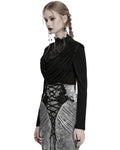 Punk Rave Daily Life Womens Elegant Gothic Swing Collar Lace Inset Top
