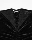 Punk Rave Daily Life Womens Long Gothic Velvet Ruched Split Waist Skirt - Black