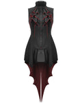 Dark In Love Dark Gothic Cravat Batwing Tailed Dress - Black & Red