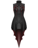 Dark In Love Dark Gothic Cravat Batwing Tailed Dress - Black & Red