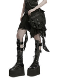 Punk Rave Unisex Apocalyptic Gothic Studded Skull Hip Bag Waist Pack Belt