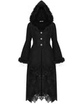 Dark In Love Womens Long Romantic Gothic Hooded Coat With Faux Fur Trims