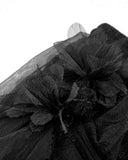 Dark In Love Womens Long Gothic Pleated Tulle Layered Floral Maxi Skirt
