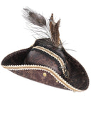 Devil Fashion Mens Steampunk Feather Pirate Cap Hat - Brown