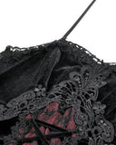 Dark In Love Womens Gothic Velvet & Lace Applique Corset Top - Black & Red