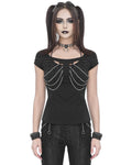 Devil Fashion Womens Dark Punk Chained T-Shirt Top