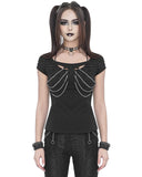 Devil Fashion Womens Dark Punk Chained T-Shirt Top