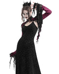 Eva Lady Womens Gothic Split Tails Velvet & Mesh Bolero Shrug Top - Red & Black