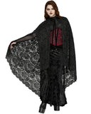 Punk Rave Plus Size Womens Dark Gothic Lace Hooded Cloak Cape