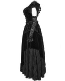 Punk Rave Womens Dark Regency Gothic Velvet Wedding Dress & Lace Opera Gloves