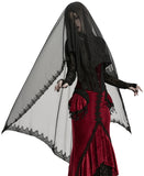 Punk Rave Womens Dark Gothic Beaded Demon Horns 2-Piece Mesh Veil