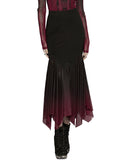 Punk Rave Daily Life Womens Long Gothic Gradient Fitted Skirt - Black & Red