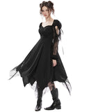 Punk Rave Daily Life Gothic Lace Contrast Maxi Dress Black Steampunk