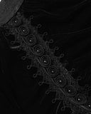 Devil Fashion Womens Gothic Embellished Velvet & Mesh Chained Mini Skirt