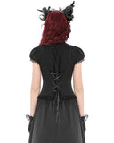 Dark In Love Womens Gothic Crucifix & Rose Blouse Top