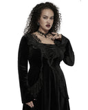 Punk Rave Plus Size Womens Velvet Gothic Lace Applique Dress