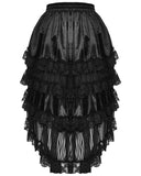 Dark In Love Womens Burlesque Gothic Layered Lace Hi-Low Skirt