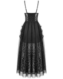 Dark In Love Womens Long Gothic Velvet & Lace Prom Wedding Maxi Dress