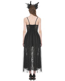 Dark In Love Womens Long Gothic Velvet & Lace Prom Wedding Maxi Dress