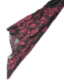 Dark In Love Womens Long Gothic Damask Velvet Flare Sleeve Maxi Dress - Black & Red