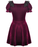 Dark In Love Womens Gothic Lolita Velvet & Lace Mini Party Prom Dress - Red & Black