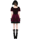 Dark In Love Womens Gothic Lolita Velvet & Lace Mini Party Prom Dress - Red & Black