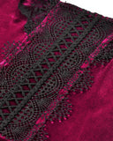 Dark In Love Womens Gothic Lolita Velvet & Lace Mini Party Prom Dress - Red & Black