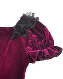 Dark In Love Womens Gothic Lolita Velvet & Lace Mini Party Prom Dress - Red & Black