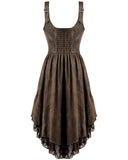 Dark In Love Womens Steampunk Gothic Buckled Leather-Look Dress - Brown