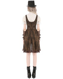 Dark In Love Womens Steampunk Gothic Buckled Leather-Look Dress - Brown