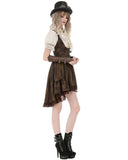 Dark In Love Womens Steampunk Gothic Buckled Leather-Look Dress - Brown
