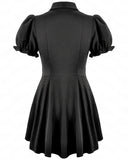 Dark In Love Womens Preppy Gothic Lolita Batwing Collar Mini Dress - Black & Purple