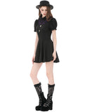 Dark In Love Womens Preppy Gothic Lolita Batwing Collar Mini Dress - Black & Purple