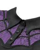 Dark In Love Womens Preppy Gothic Lolita Batwing Collar Mini Dress - Black & Purple