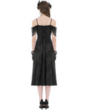 Dark In Love Womens Long Gothic Jacquard & Lace Cap-Sleeve Midi Dress