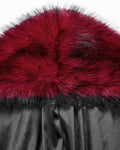 Punk Rave Womens Long Gothic Faux Fur Asymmetric Hooded Winter Cloak - Red