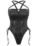 Devil Fashion Womens Gothic Pentagram Damask One-Piece Swimsuit