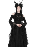 Dark In Love Womens Baroque Gothic Flared Lace Sleeve Blouse Top