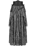 Devil Fashion Womens Long Victorian Steampunk Straps Maxi Skirt - Grey & Black