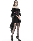 Dark In Love Womens Regency Gothic Princess Sleeve Off Shoulder High Low Dress