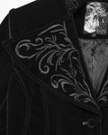 Punk Rave Womens Gothic Embroidered Velvet Cutaway Riding Jacket - Black