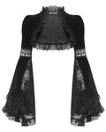 Dark In Love Womens Elegant Gothic Flared Sleeve Velvet & Lace Bolero Shrug