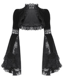 Dark In Love Womens Elegant Gothic Flared Sleeve Velvet & Lace Bolero Shrug