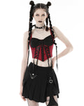 Dark In Love Womens Gothic Vampire Princess Cami Corset Top - Red Jacquard