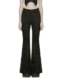 Punk Rave Daily Life Womens Apocalyptic Gothic Shredded Jacquard & Lace Flared Leggings