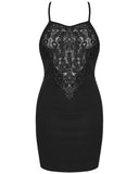 Punk Rave Womens Elegant Gothic Lace Applique Mini Slip Dress