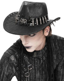 Devil Fashion Mens Post Apocalyptic Gothic Bullet Fedora Hat - Black