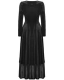 Dark In Love Long Gothic Velvet & Cobweb Lace Batwing Maxi Dress