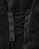 Punk Rave Womens Gothic Spliced Velvet & Faux Leather Asymmetric Waistcoat Vest